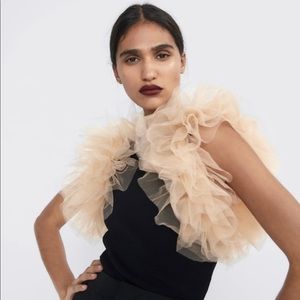 Zara Ribbed bodysuit with tulle sleeves